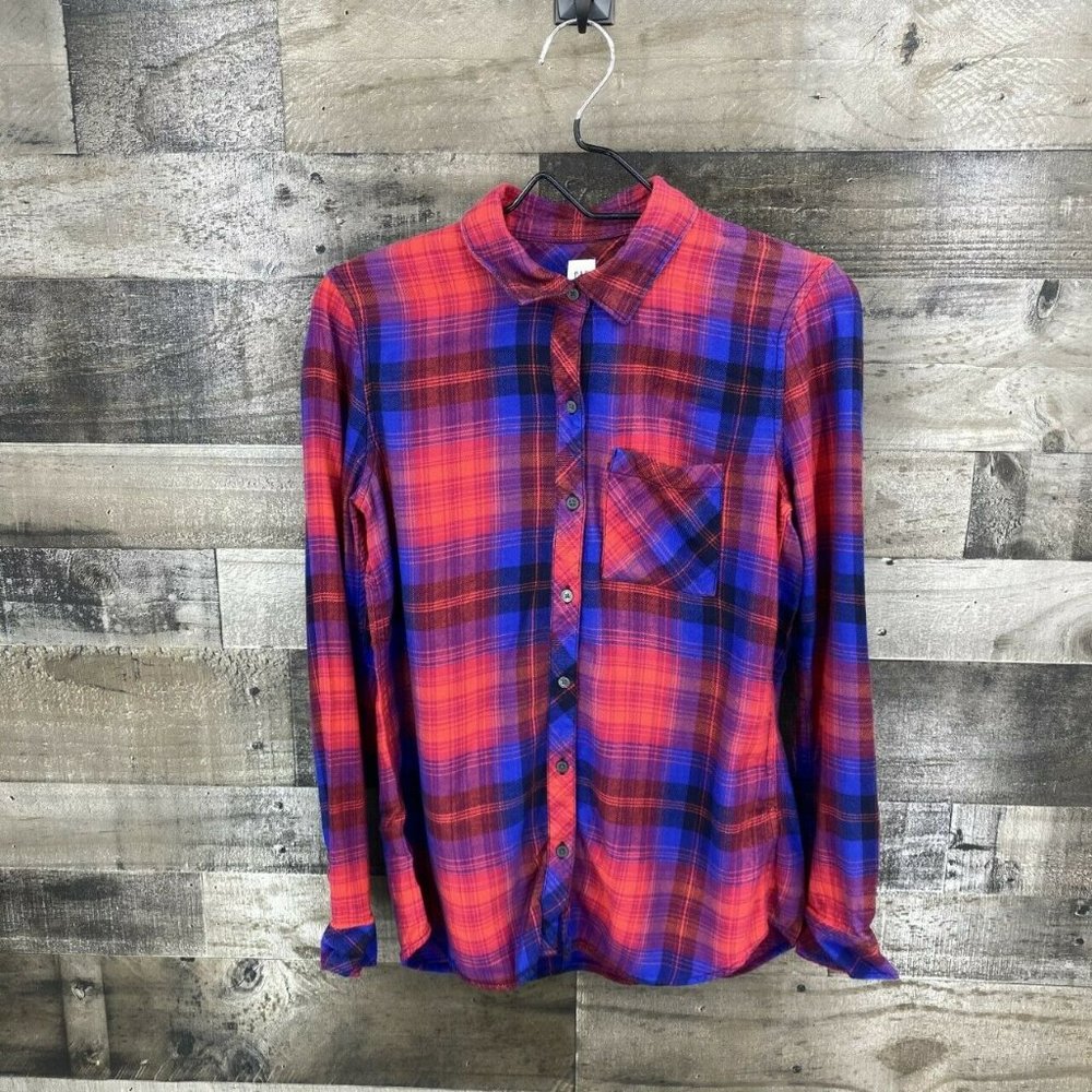 Gap Collared Plaid Button Down Top Shirt Size XS